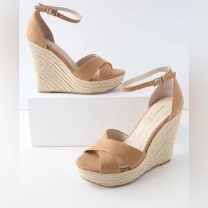 Chinese Laundry Morgan Camel Suede Espadrille Wedges